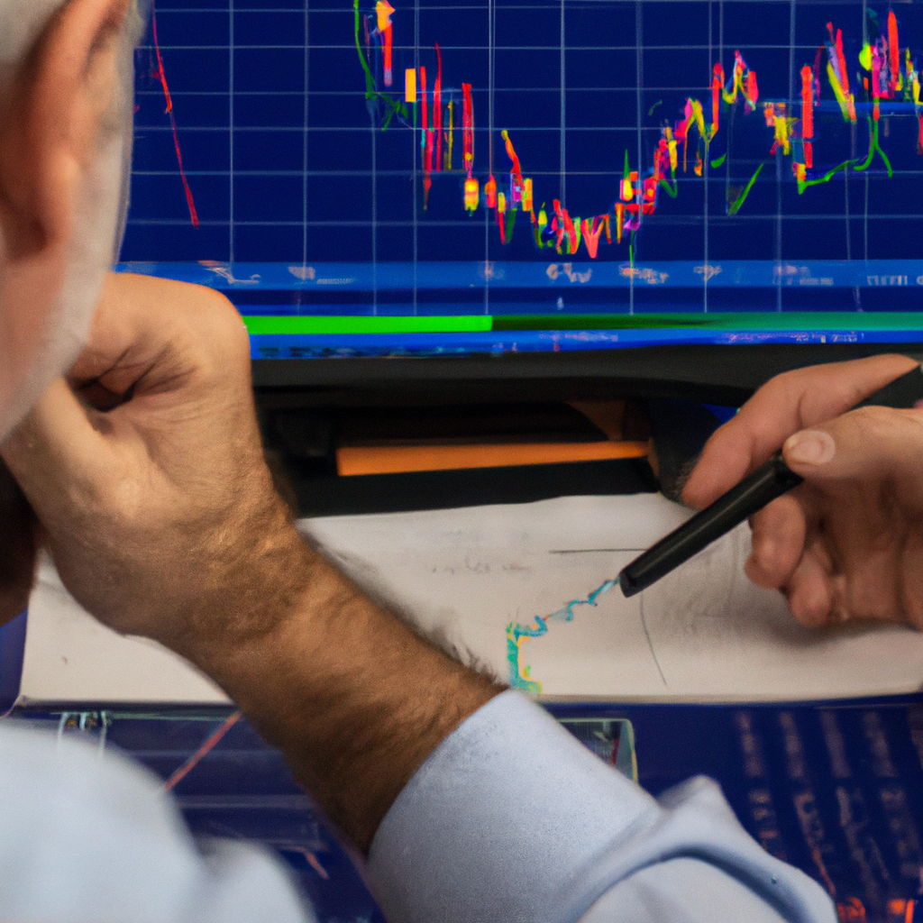 Investidores analisando gráficos e notícias financeiras.